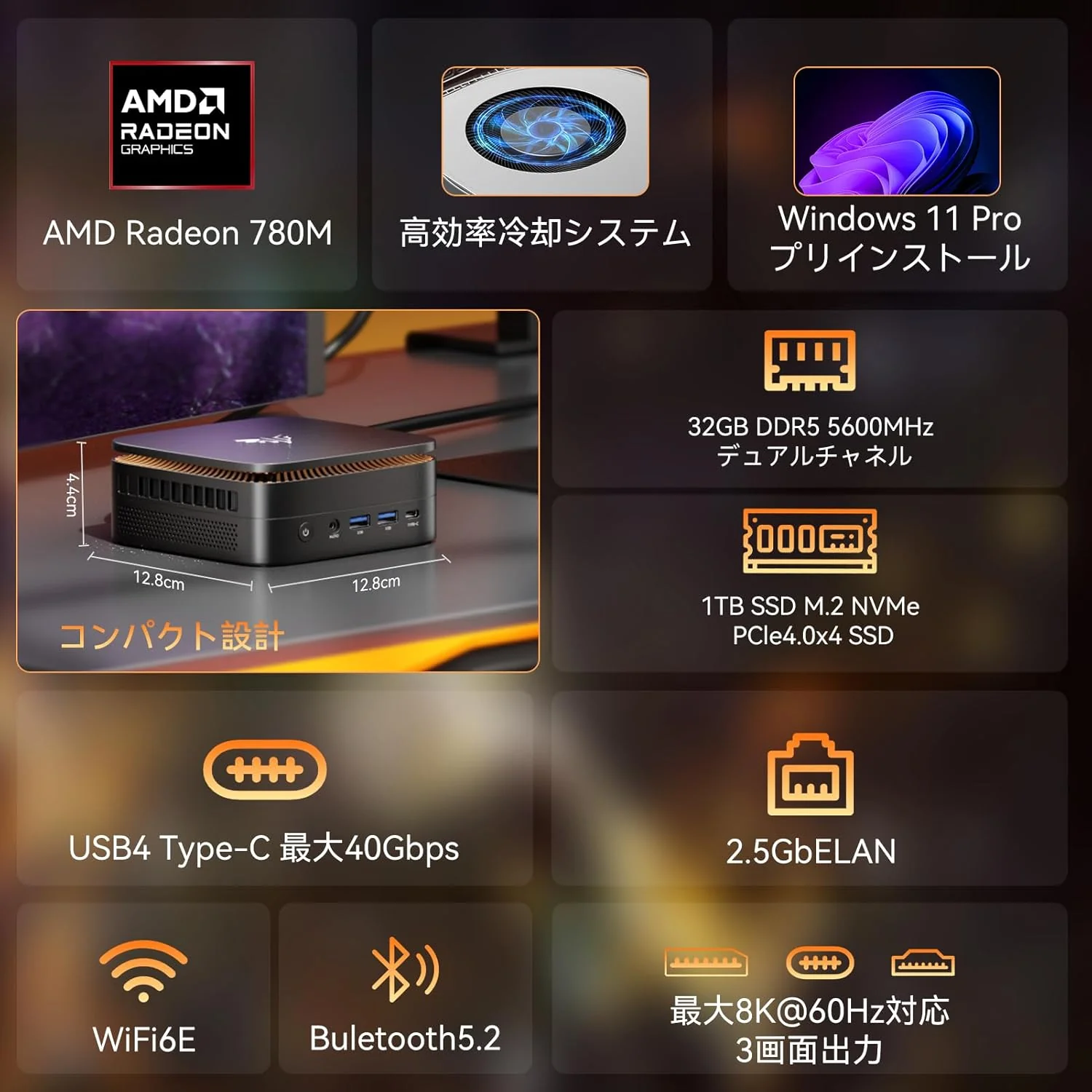 NiPoGi AMD Ryzen 9 8945HS Mini PC 96GB DDR5 4TB SSD WiFi 7 - Image 3
