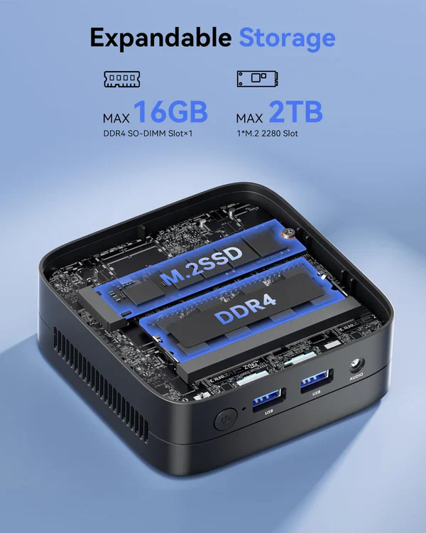 NiPoGi  Essenx  Series AK1 PLUS Mini PC Intel Alder Lake N95 (up to 3.4 GHz) 16GB DDR4 512GB SSD - Image 4