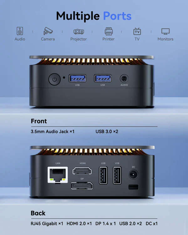 NiPoGi  Essenx  Series AK1 PLUS Mini PC Intel Alder Lake N95 (up to 3.4 GHz) 16GB DDR4 512GB SSD - Image 5