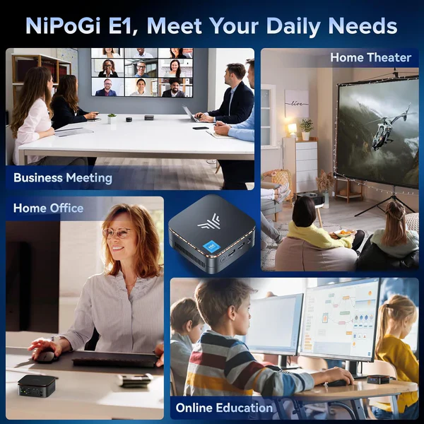 NiPoGi E1 Intel Alder Lake N97 Mini PC 16GB DDR4 1024GB SSD - Image 8