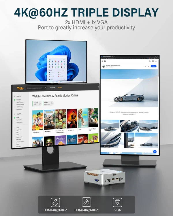 NiPoGi GK3 Plus Mini PC Intel Alder Lake-N95 16GB DDR4 1024GB SSD - Image 4