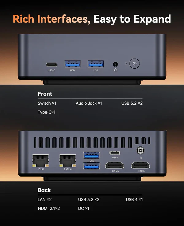 NiPoGi HyPer AMD Ryzen 9 6900HX Mini PC 16GB DDR5 512GB NVMe - Image 7