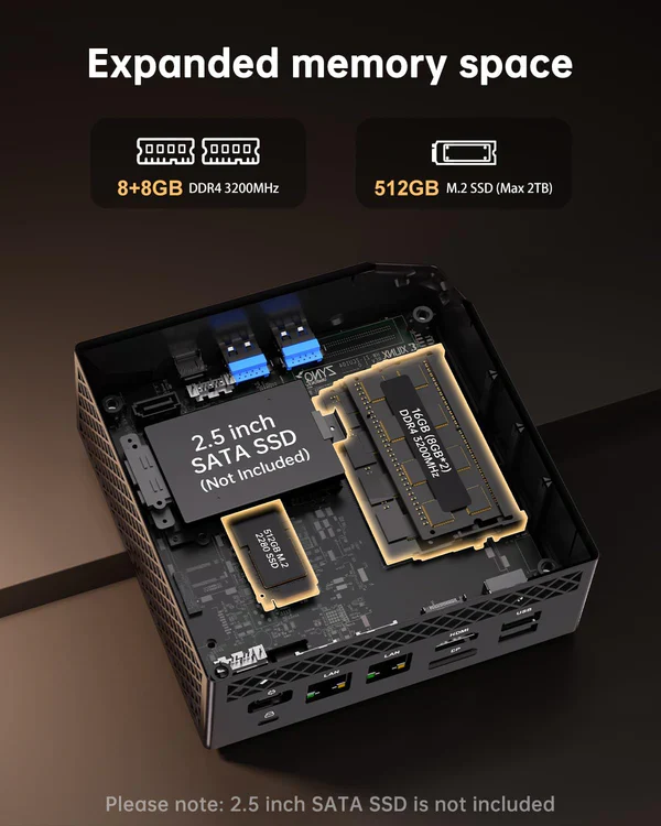 NiPoGi Pinova Pro AMD Ryzen 7 5825U Mini PC Win11 Pro - Image 5
