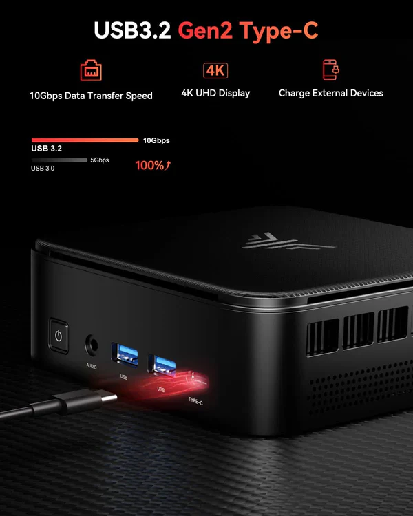 NiPoGi Pinova E3B AMD Ryzen 5 7430U Mini PC 16GB RAM 512GB SSD WiFi 6 - Image 7