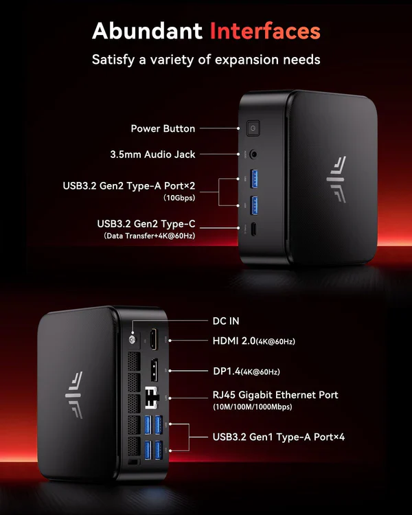 NiPoGi Pinova E3B AMD Ryzen 5 7430U Mini PC 16GB RAM 512GB SSD WiFi 6 - Image 8